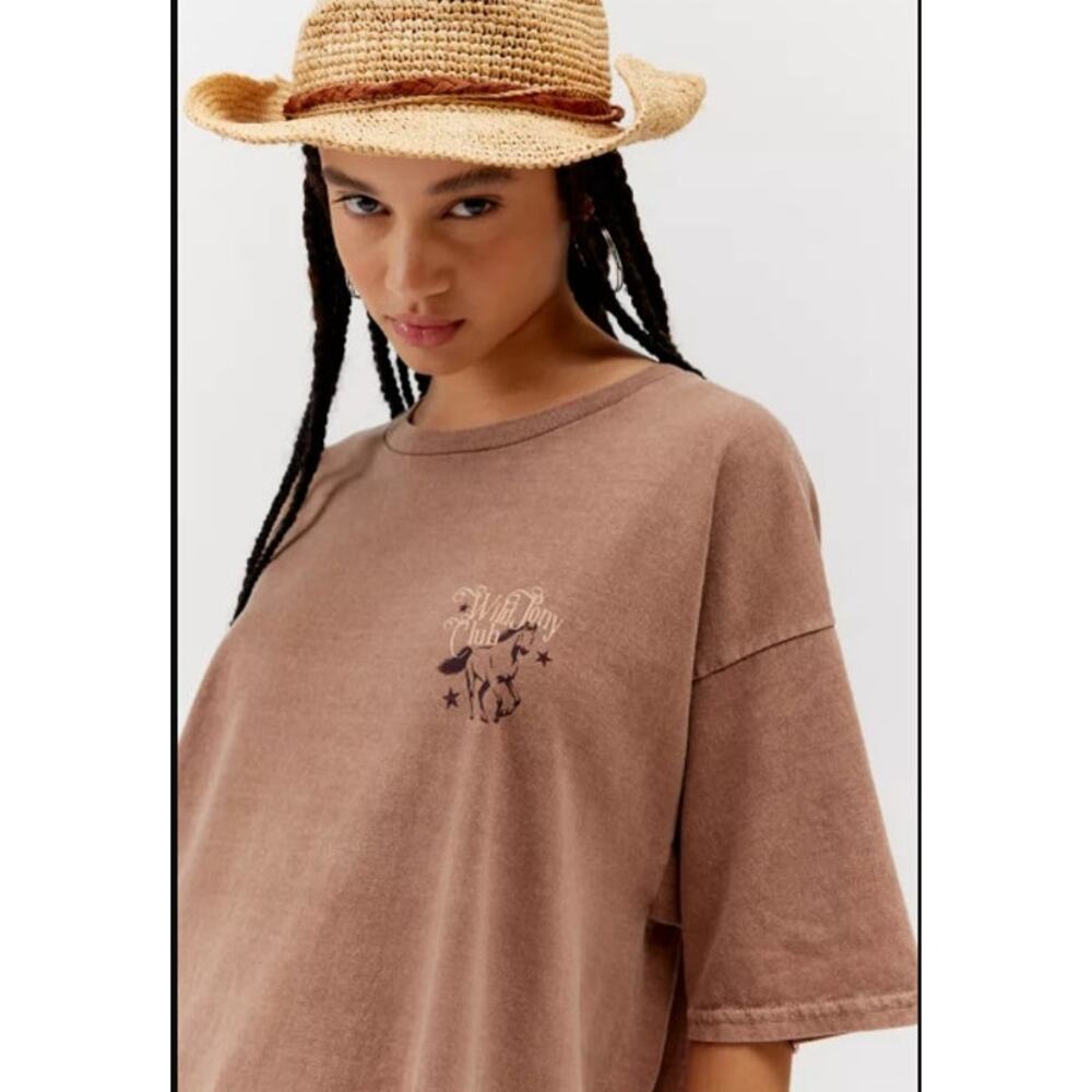 NEW! Urban Outfitters 'Wild Pony Club' T-Shirt Dress in BROWN (S/M) - Picture 4 of 4